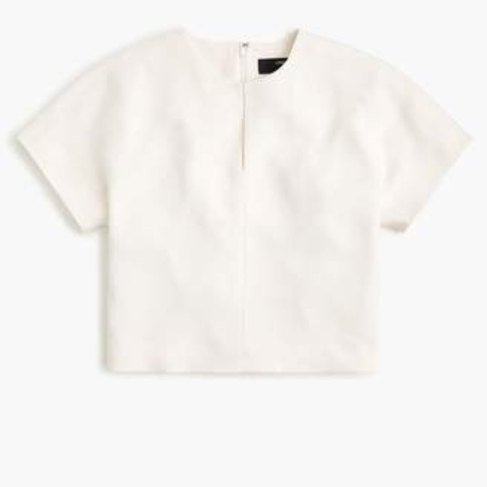 Cropped cap-sleeve top in 365 crepe